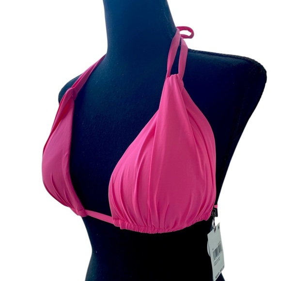 La Blanca Women’s Island Goddess Bright Pink Halter Triangle Bikini Top Size 10 - Picture 10 of 11